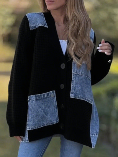 Raya™ | Patch Knit Casual Cardigan