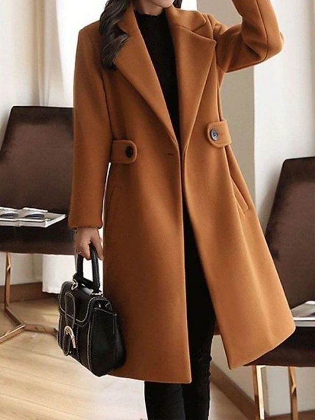Avencea - Slim Winter Wool Coat with Belt