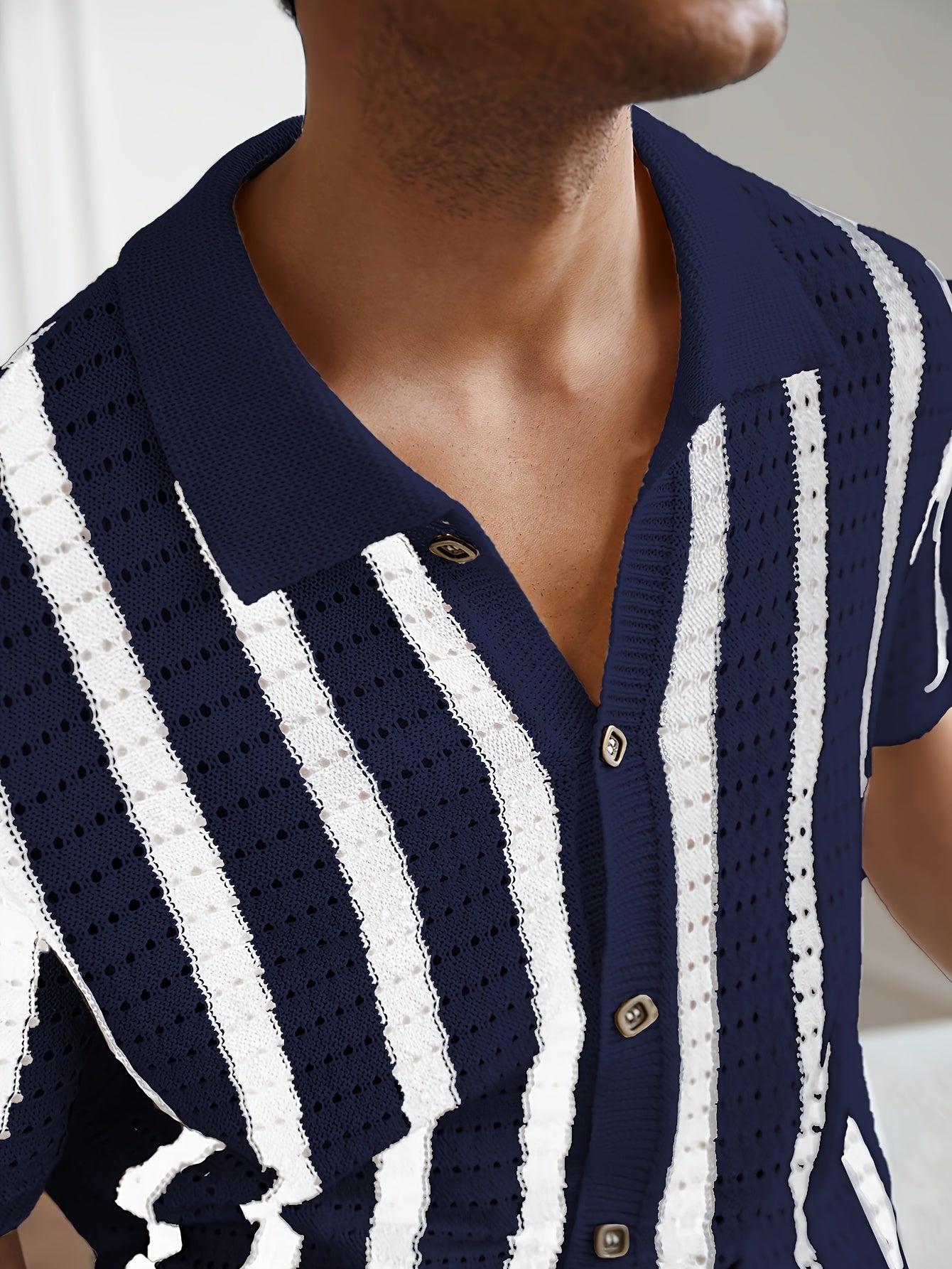 Fiorenzo D'Amico Knit Striped Button-Up Shirt