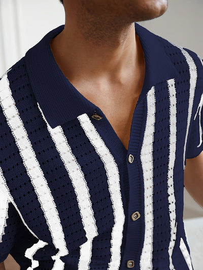 Fiorenzo D'Amico Knit Striped Button-Up Shirt