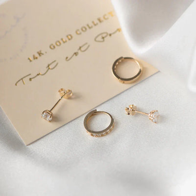 Dara Brillane Stone Earrings Set | Gold 14k