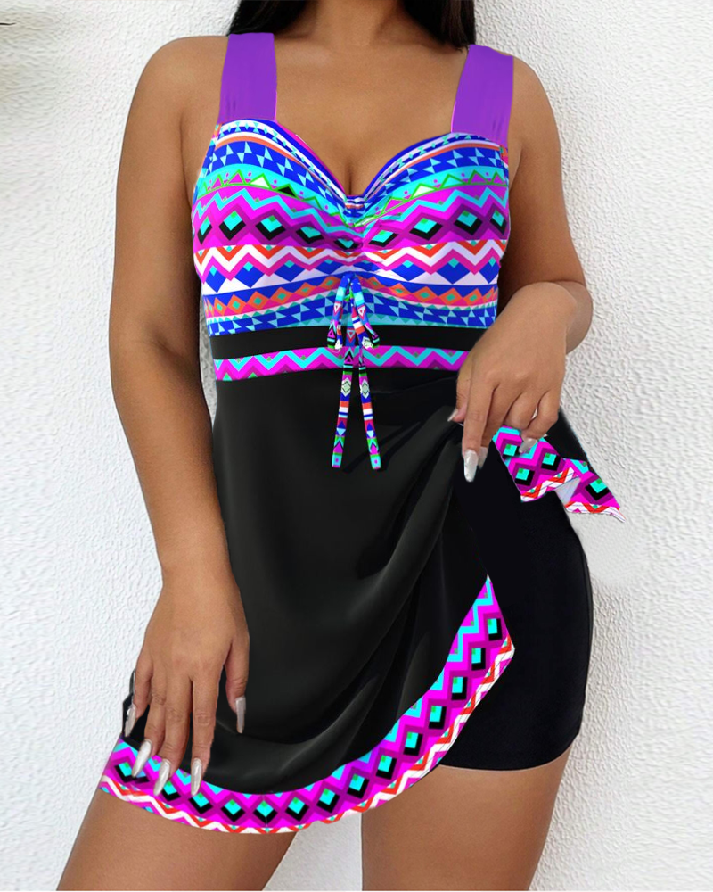 Teodora – Drawstring Tankini with Striped Print