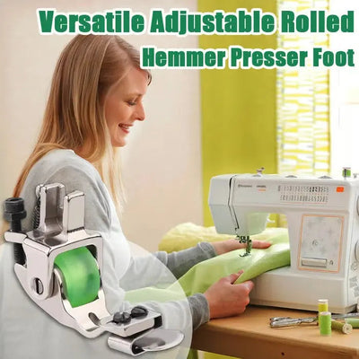 GlideCraft™ Adjustable Roller Foot — Master Perfect Hems with Effortless Precision on Any Fabric