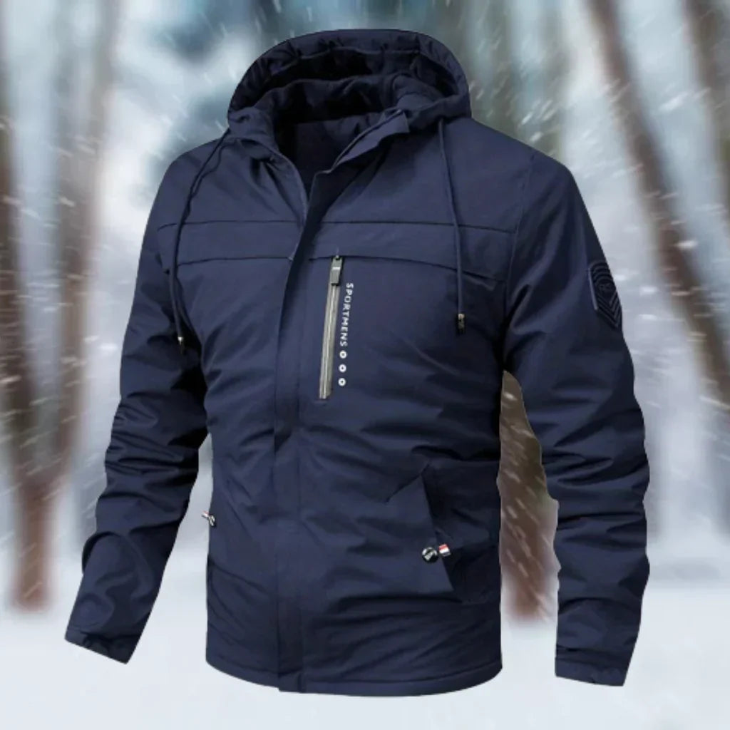 Men’s Hooded Jacket – Waterproof Synthetic – Tailored Fit – Multi-Pocket Design