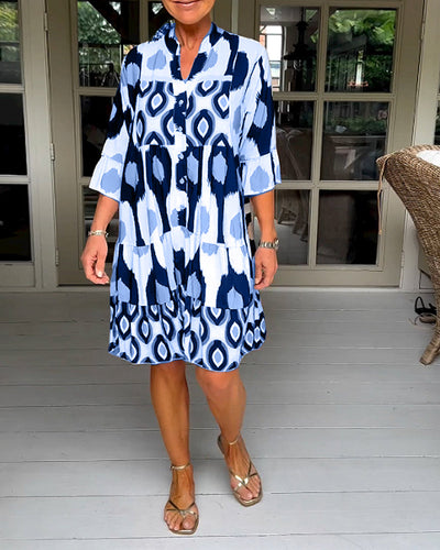 Sage - Chic Printed 3/4 Sleeve Dress