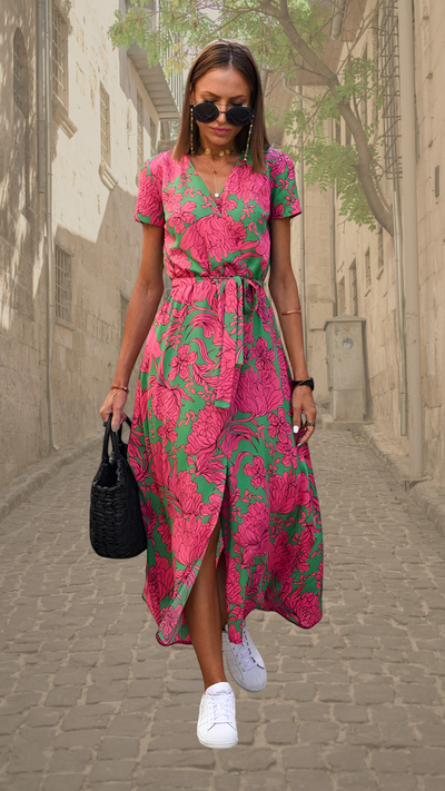 Aubrey | Bold Floral Wrap Maxi Dress
