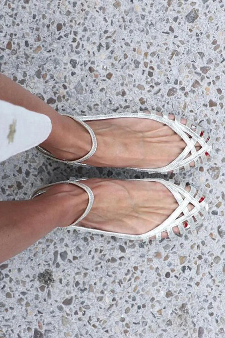 Myra | Woven Ballet Flats with Strap