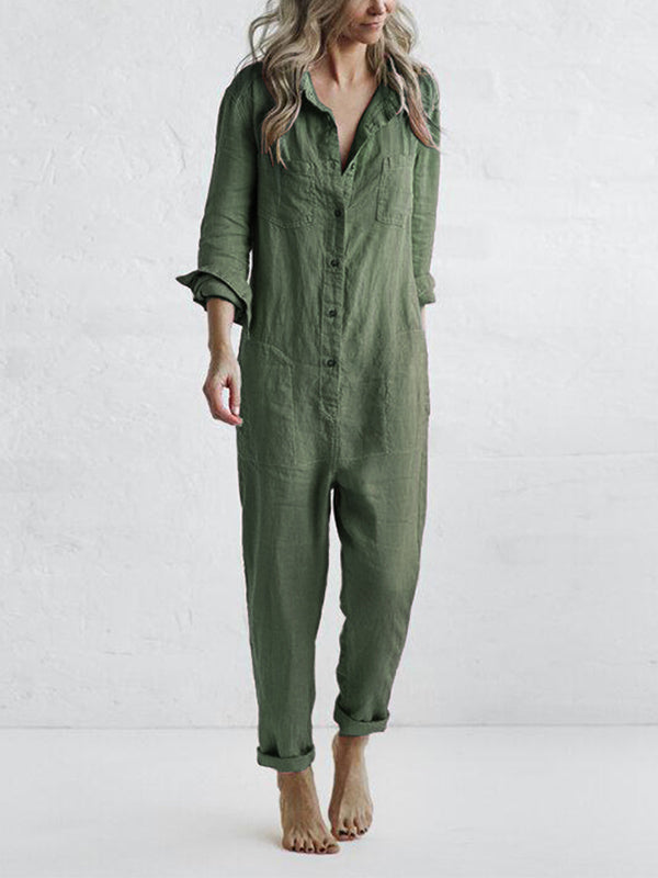 Long-Sleeve Jumpsuit from Avencea - An Elegant Highlight in 100% Cotton