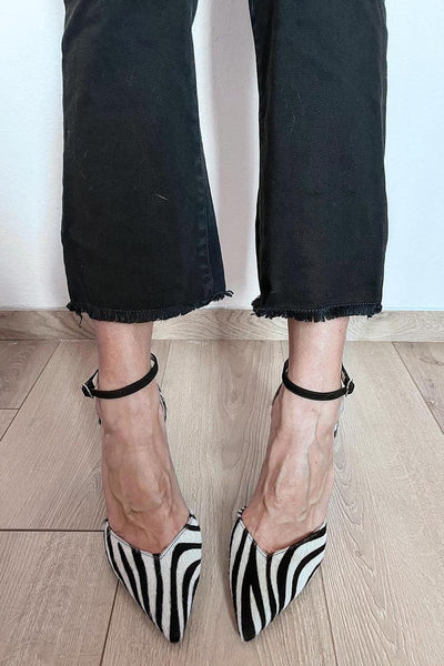 NORTHLINE STUDIO | ZEBRA PRINT PUMPS WITH ANKLE STRAP