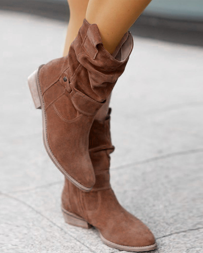 Low Heel Ankle Boots with Practical Zipper