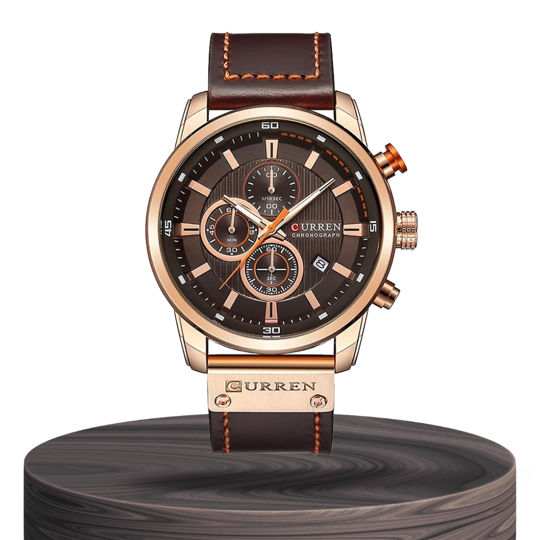 Jacob | Stylish Men’s Chronograph Watch with Brown Leather Strap | 47mm