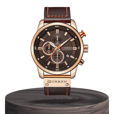 Jacob | Stylish Men’s Chronograph Watch with Brown Leather Strap | 47mm