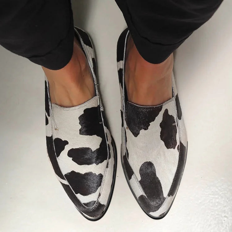 NORTHLINE STUDIO | COW PRINT SLIP-ONS
