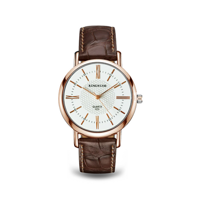 Leather Strap Quartz Wristwatch