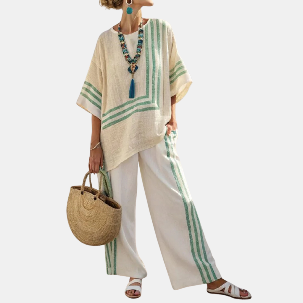 Victoria | Bamboo Linen Stripe Set