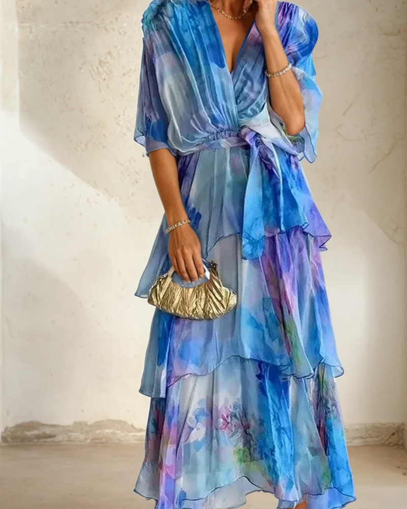 MASARA - FLORAL OVERLAY DRESS