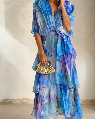 MASARA - FLORAL OVERLAY DRESS