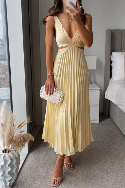 GISELLE | PLEATED CUTOUT DRESS