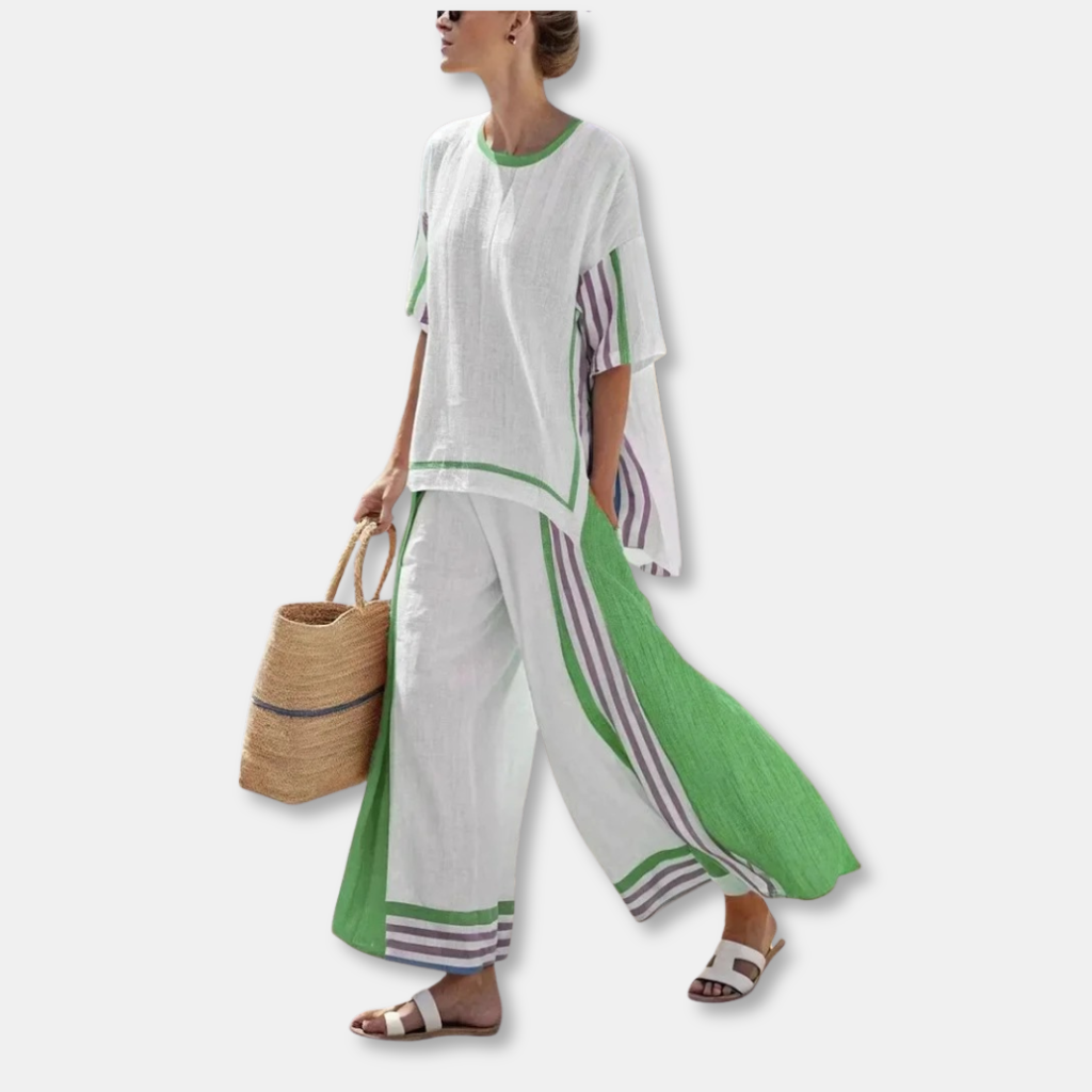 Catalina | Bamboo Linen Stripe Set