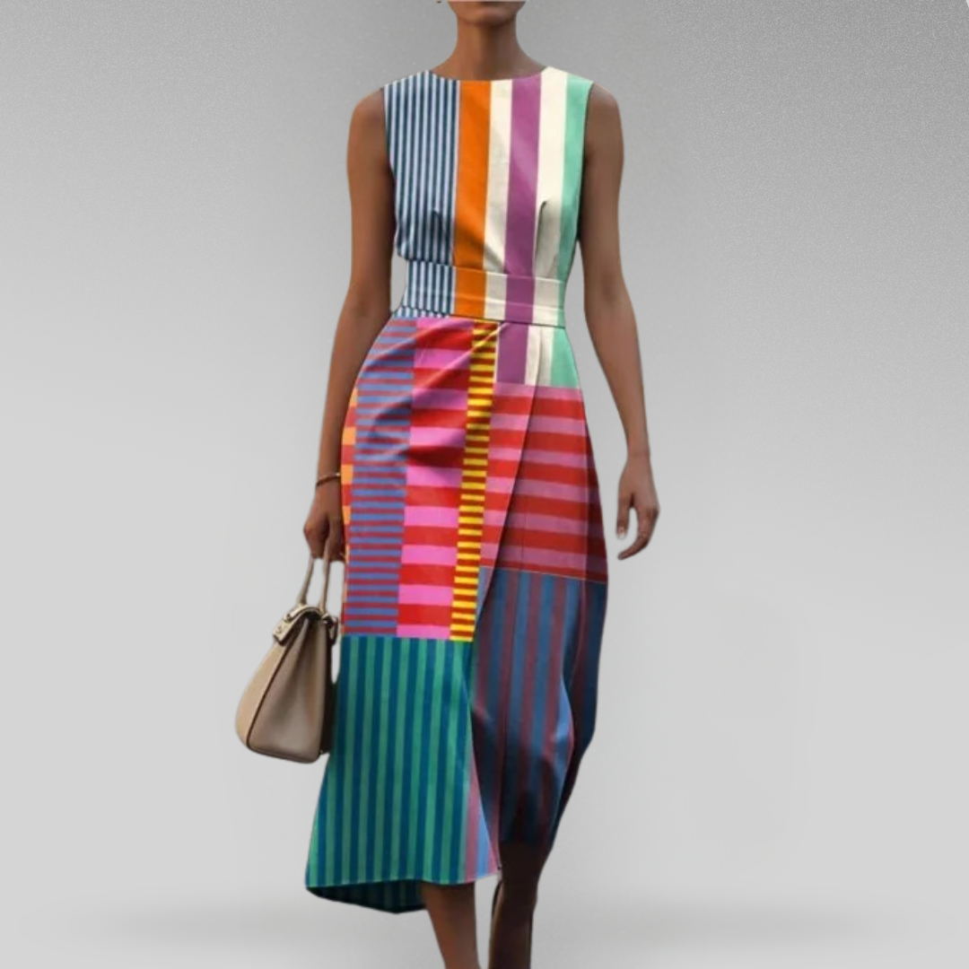 Ella | Colorful Striped Midi Dress