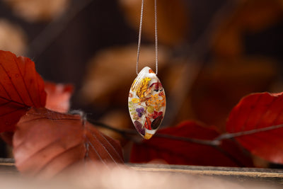 Rose Gold Real Flower Autumn Necklace