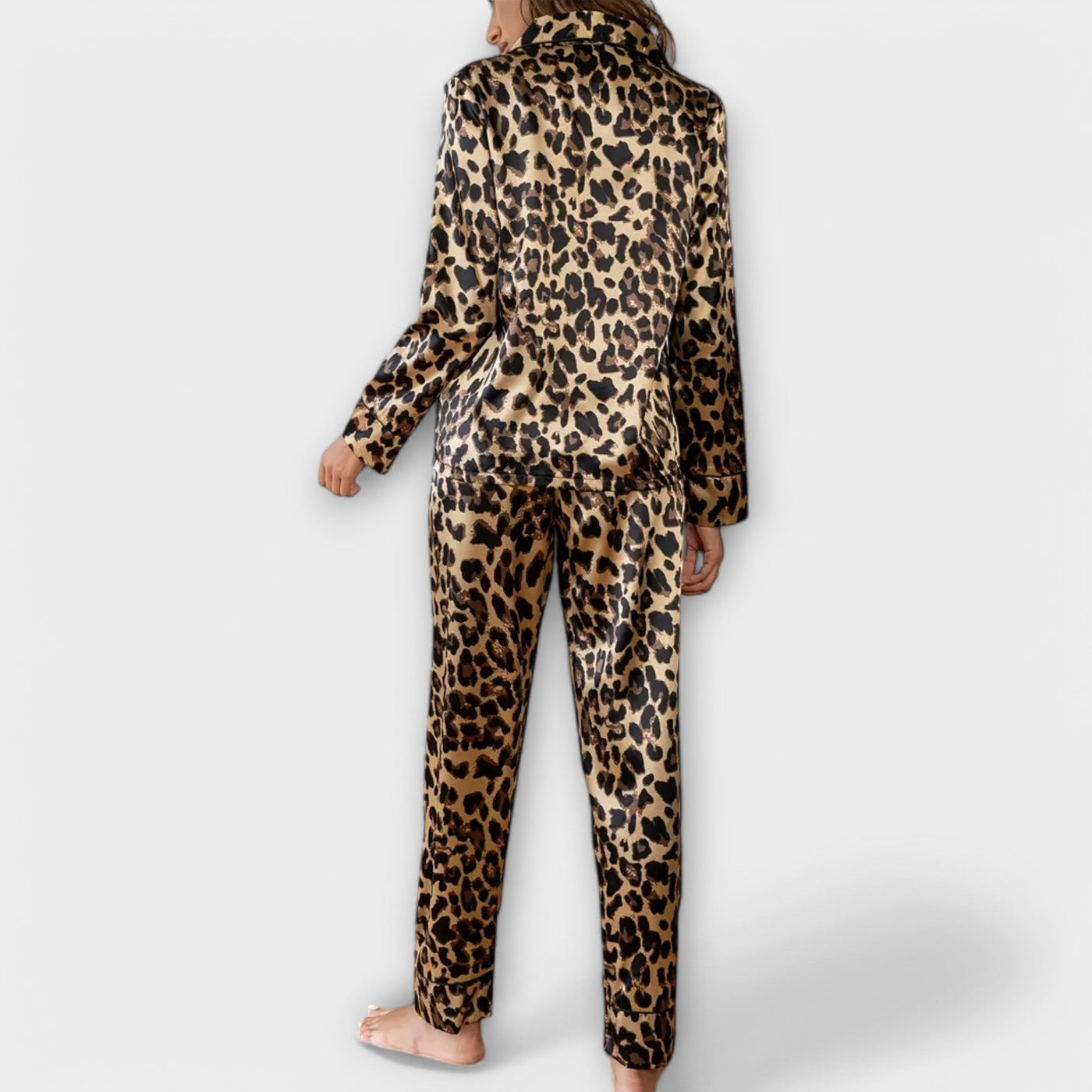 Glamorous Leopard Satin Pajama Set