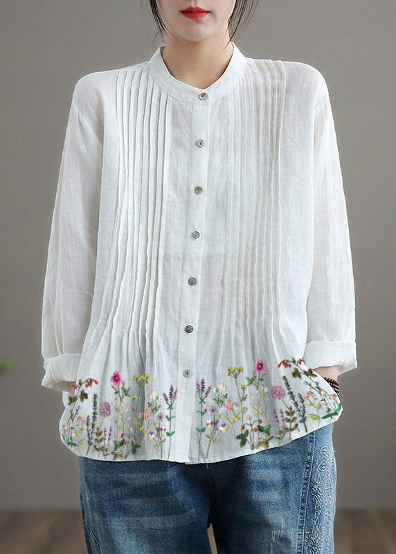 Ramie Blouse - White Linen Shirt Tunics Women