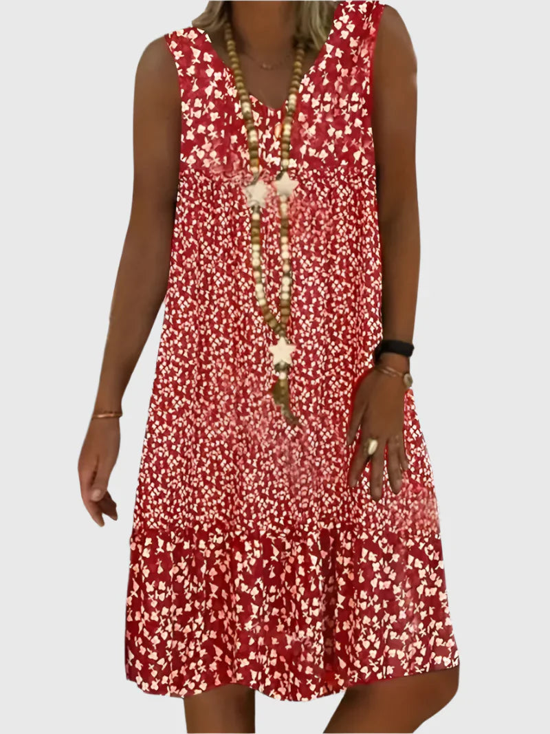 Tessa | Scarlet Petal Sleeveless Midi Dress