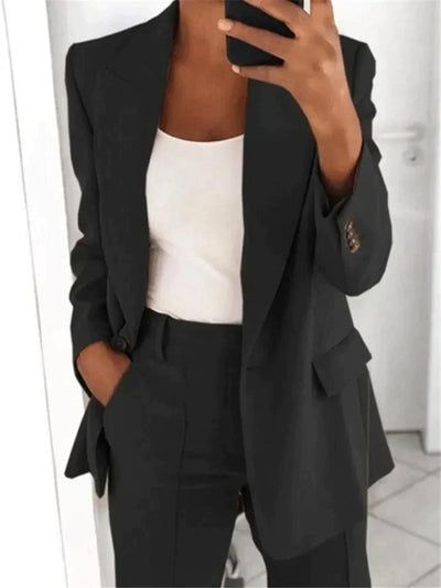 Raelyn - Chic Turn-Down Collar Blazer & Pants Set