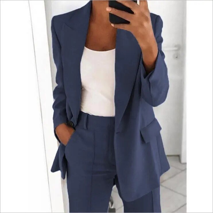 Raelyn - Chic Turn-Down Collar Blazer & Pants Set