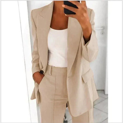 Raelyn - Chic Turn-Down Collar Blazer & Pants Set