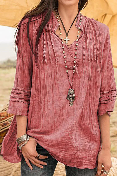 Avencea | V-Neck Linen Blouse