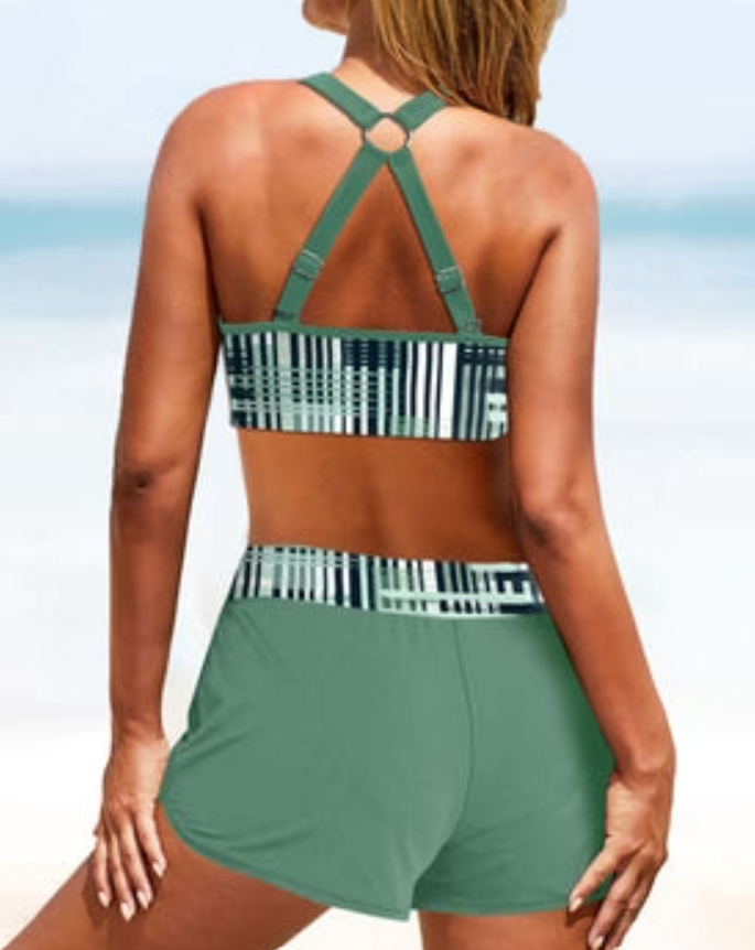 Avencea | High Waist Bikinis with Striped Print