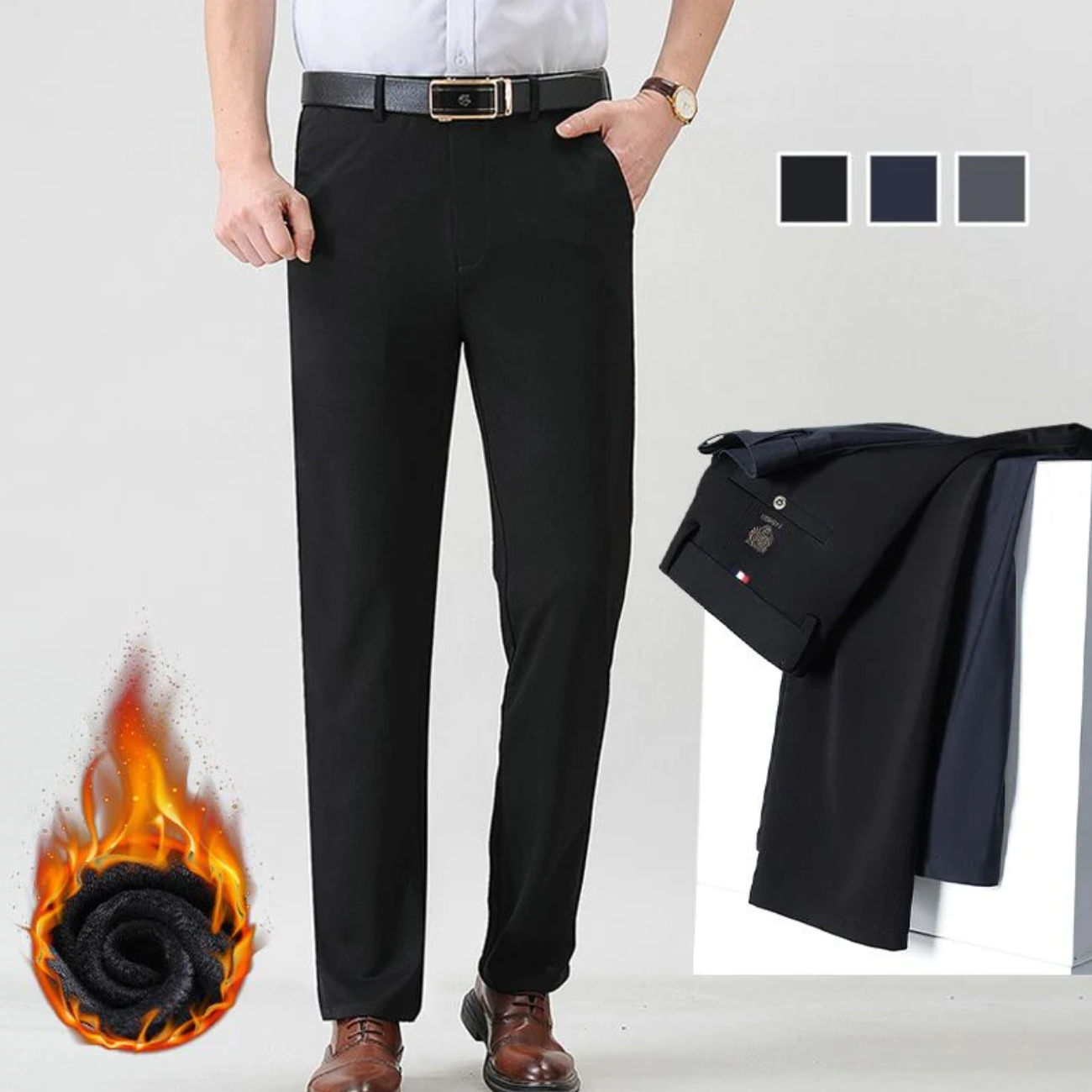 Avencea Men's Stretch Plush-Lined Trousers for Comfort and Style