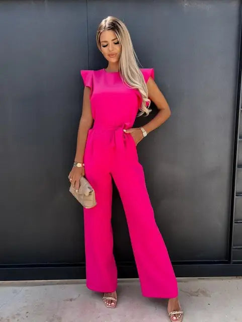 Elegant Avencea Jumpsuit with Ruffled Sleeves