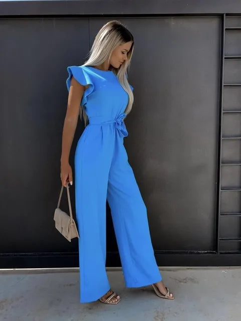 Elegant Avencea Jumpsuit with Ruffled Sleeves
