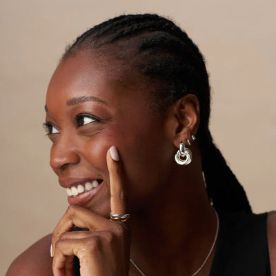 Statement Interlocking Earrings | White Gold 14k