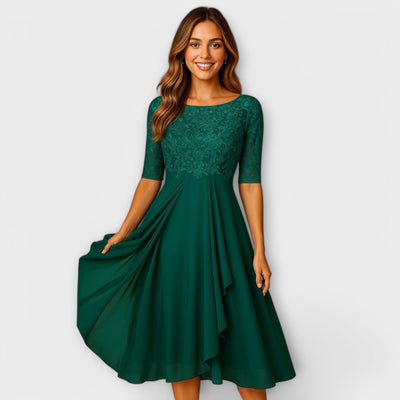 Martha | Midi Dress With Lace Sleeve