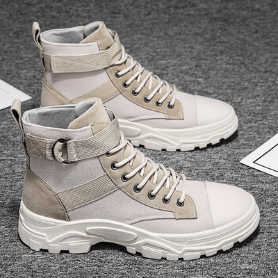 Men’s Motorcycle Boots – High Shaft – Leather Blend – Rugged Sole – Strap & Laces
