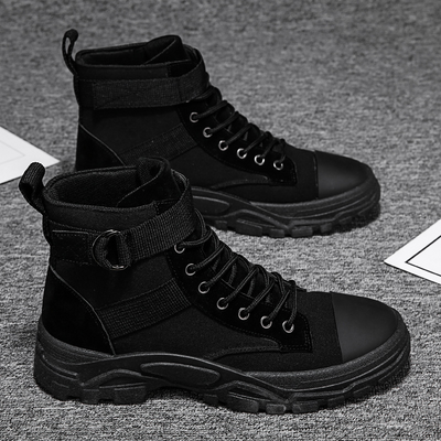 Men’s Motorcycle Boots – High Shaft – Leather Blend – Rugged Sole – Strap & Laces