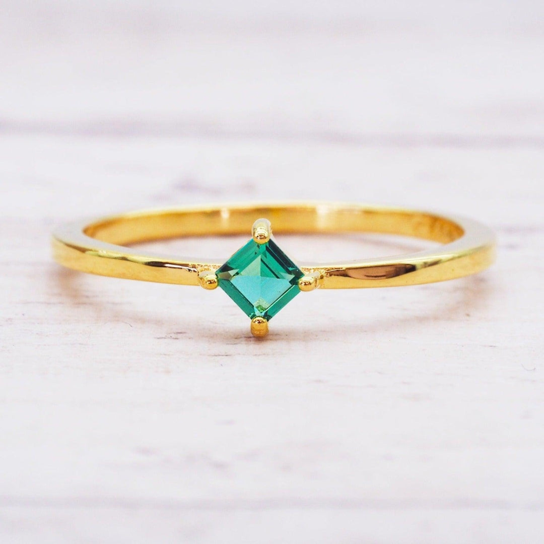 Turquoise Crystal Gold Ring