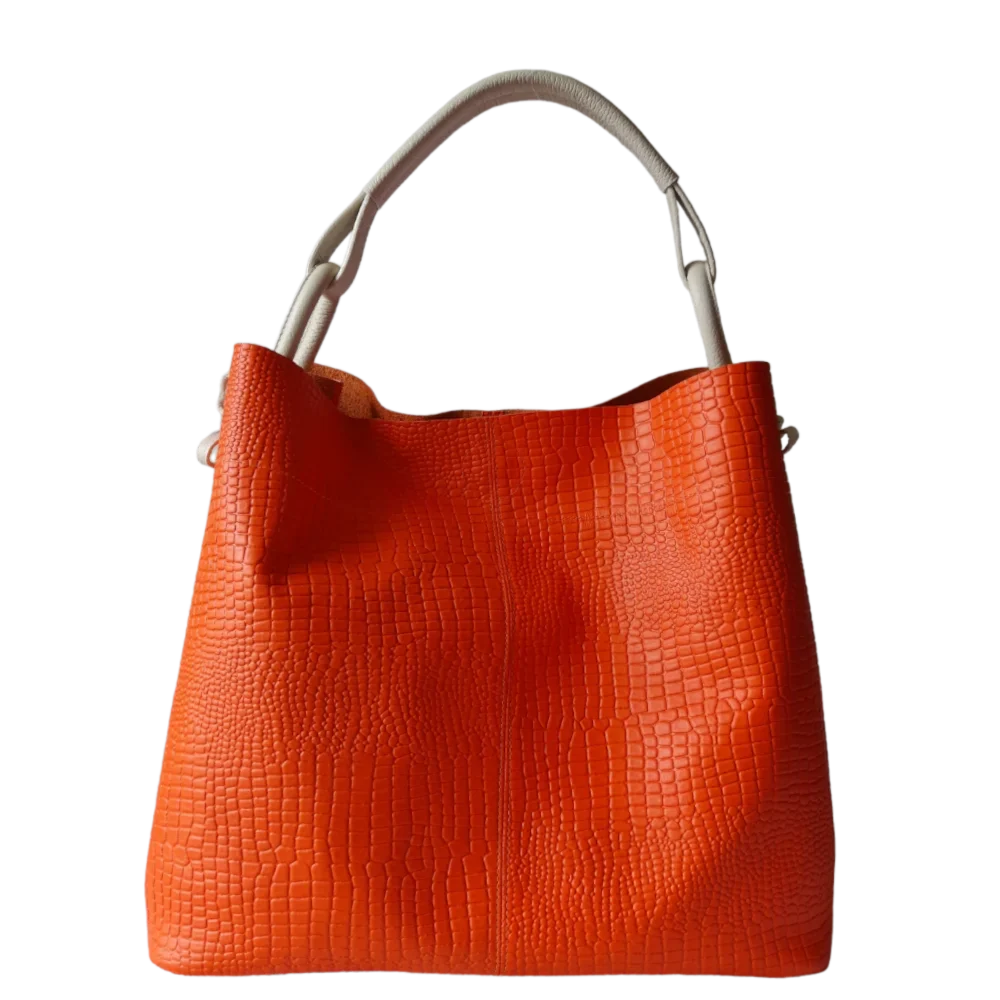 Aubrey Reptile Orange Women's Leather Handbag