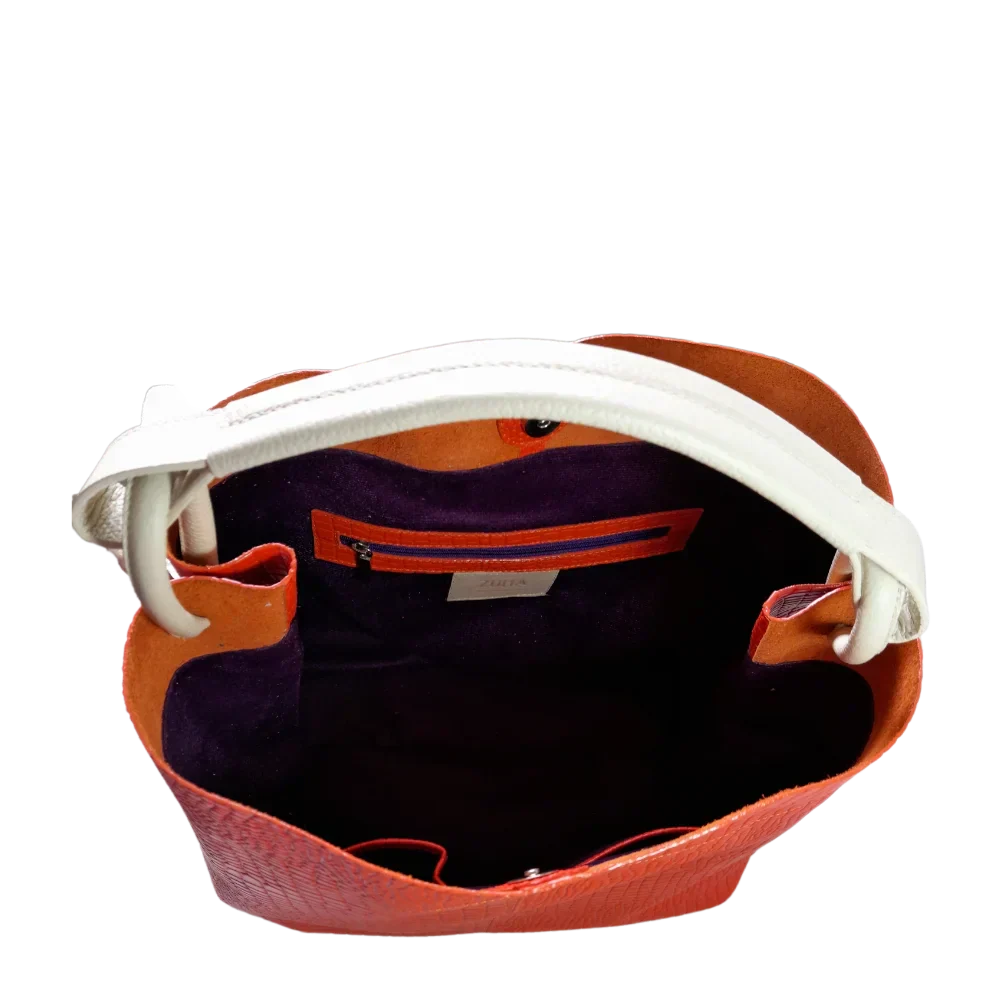 Aubrey Reptile Orange Women's Leather Handbag