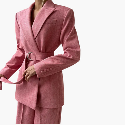 Ivory - Elegant Fishbone Pattern 3-Piece Suit