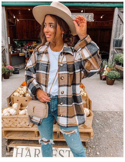Women’s Wrap Blouse – Relaxed Fit – Soft Flannel – Checkered Pattern – Button Front