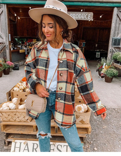 Women’s Wrap Blouse – Relaxed Fit – Soft Flannel – Checkered Pattern – Button Front