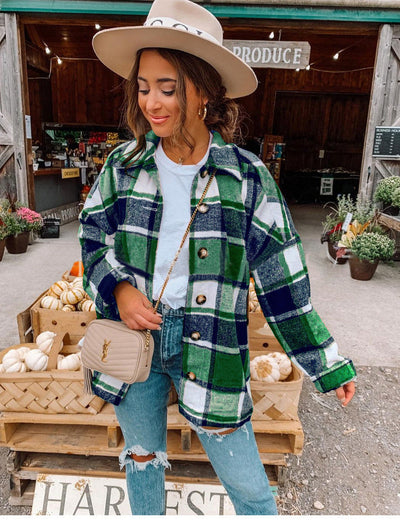 Women’s Wrap Blouse – Relaxed Fit – Soft Flannel – Checkered Pattern – Button Front