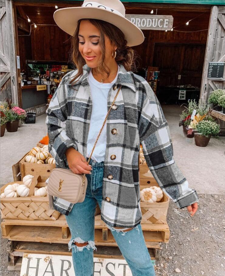Women’s Wrap Blouse – Relaxed Fit – Soft Flannel – Checkered Pattern – Button Front