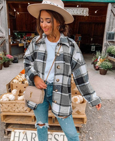 Women’s Wrap Blouse – Relaxed Fit – Soft Flannel – Checkered Pattern – Button Front