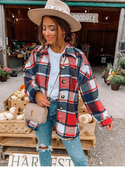 Women’s Wrap Blouse – Relaxed Fit – Soft Flannel – Checkered Pattern – Button Front